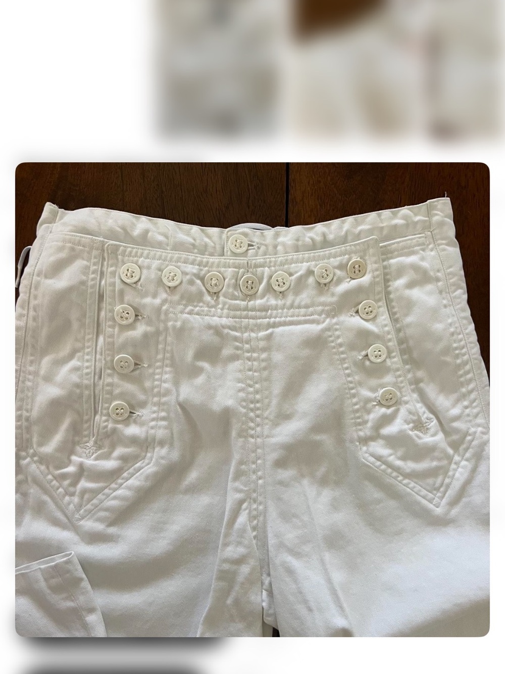 White Button-Front Sailor Style Pants